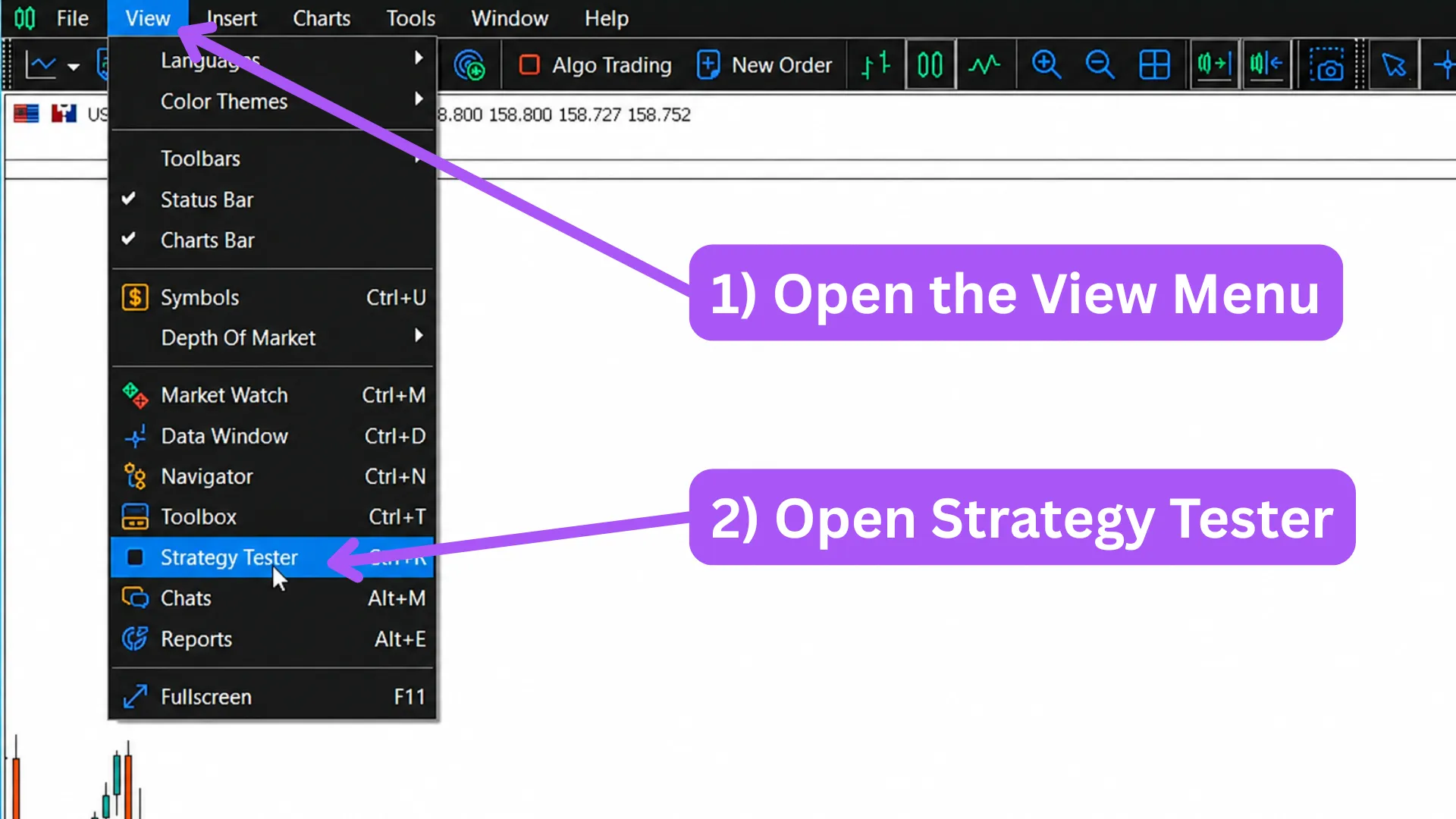 Open the Strategy Tester