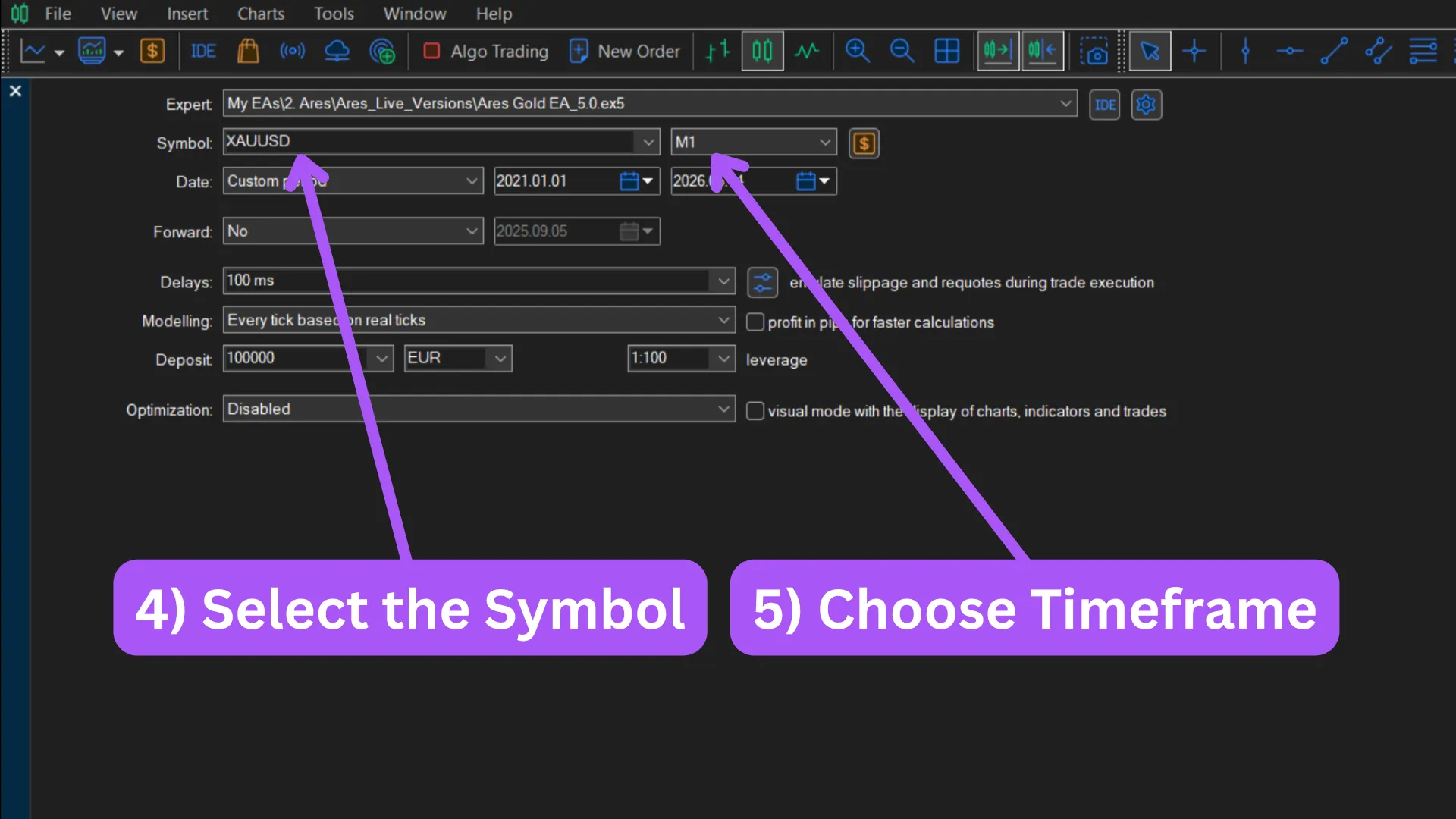 Choose symbol & timeframe